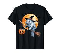 Manatee Witch Broom Ride with Pumpkin Moon Sea Animal Camiseta