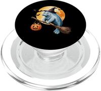 Manatee Witch Broom Ride with Pumpkin Moon Sea Animal PopSockets PopGrip para MagSafe