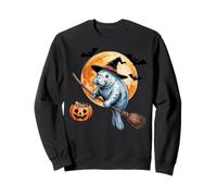 Manatee Witch Broom Ride with Pumpkin Moon Sea Animal Sudadera
