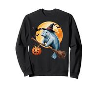 Manatee Witch Broom Ride with Pumpkin Moon Sea Animal Sudadera