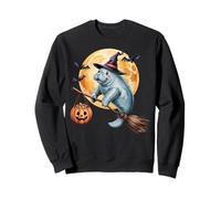 Manatee Witch Broom Ride with Pumpkin Moon Sea Animal Sudadera