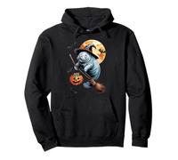 Manatee Witch Broom Ride with Pumpkin Moon Sea Animal Sudadera con Capucha