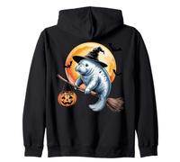 Manatee Witch Broom Ride with Pumpkin Moon Sea Animal Sudadera con Capucha
