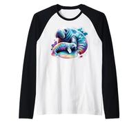 Manatí Bebé Y Mamá Acuarela Sirenia Amante Manati Camiseta Manga Raglan