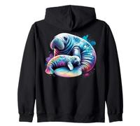 Manatí Bebé Y Mamá Acuarela Sirenia Amante Manati Sudadera con Capucha