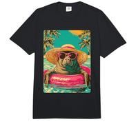 Manatí de Verano con Gafas de Sol Fiesta de Animales Tropicales en la Comfort Colors Adult Heavyweight T-Shirt