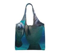 Manatí marino,Bolsas de mano reutilizables, bolsas de supermercado, bolso de hombro de lona de gran capacidad