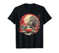 Manatí Ramen Puesta del Sol Flor Sakura Amante De Los Fideos Japones Camiseta