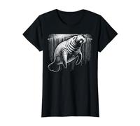 Manatí, Vida Marina, Océano, Manatíes, Vida Silvestre de Florida Camiseta gráfica económica, Mujer, Negro, L