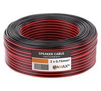 MANAX® Cable para altavoces (10 m, 2 x 0,75 mm²), color rojo y negro