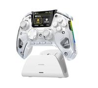 ManbaOne - Controlador de juego inalámbrico ManbaOne con pantalla interactiva para Switch/Windows PC/iOS/Android, efecto Hall Stick y gatillo con base de carga (blanco)