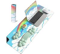 MANBASNAKE Cloud Mouse Pad Wrist Support Keyboard Wrist Rest Set with Ergonomic Memory Foam,Non-Slip Base,Cloud Coasters for Home,Office,Laptop,Desktop Computer,Easy Typing Pain Relief- Green