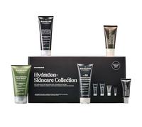 ManCave Hydration Skincare Collection, Bolsa de aseo para hombr, crema hidratante facial hombre, limpiador facial, exfoliante de carbón, gel para ojos, suero de ácido hialurónico, kit facial hombre