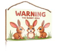 Mancave Signs And Decor Warning: The Bunny Zone - Letreros divertidos de cocina para decoración de otoño al aire libre (23 x 35 cm)