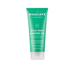 ManCave Wild Mint Gel de Ducha para Hombres 200ml - Ingredientes Naturales, Vegano, Sin Crueldad - Gel Energizante con Limón, Menta y Eucalipto - Envase Reciclado