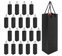 MANCHAP 20 bolsas de regalo de vino negro, bolsa de regalo de botella de 11 x 9 x 35 cm con asas para fiestas, bodas, manualidades