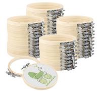MANCHAP 40 aros de bordado de bambú de 10 cm, aros redondos de bambú de punto de cruz, anillos circulares de costura ajustables para manualidades