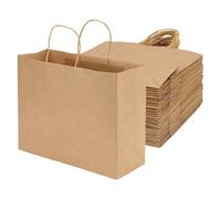 MANCHAP 40 bolsas de regalo de papel kraft, 32 x 11 x 25 cm, bolsa de fiesta marrón con asa para compras, bodas, celebraciones de fiesta