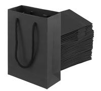 MANCHAP 60 bolsas de regalo negras, 13 x 6 x 19 cm, bolsas de papel negras con asas para fiestas, bodas