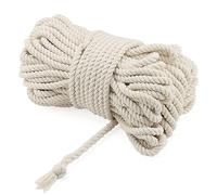 MANCHAP Cordón de macramé de 8 mm x 50 m, cordón de algodón de 4 hebras de 164 pies, cuerda de algodón natural para tejer, envolver regalos y decoraciones de boda