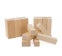 MANCHAP Juego de 20 bloques de madera de tilo, 2 tamaños de bloques de madera sin terminar para manualidades