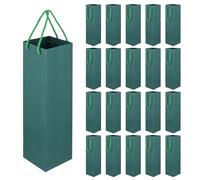 MANCHAP Paquete de 20 bolsas de regalo de vino verde con asas, 9 x 9,5 x 35 cm, bolsas de regalo para fiestas, bodas, manualidades