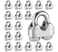 MANCHAP Paquete de 30 abrazaderas de cuerda de alambre de 1/8 pulgadas, clips de cable de cuerda de alambre de acero inoxidable M3, cierre de sillín de perno en U para alambre de acero de 1/8 pulgadas, cable, color plateado