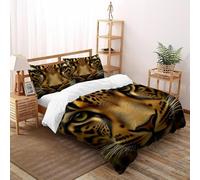 Manchas de Leopardo Funda Nordica Algodon 3 Piezas con Impresión En 3D Ferocity Savanna Animal con 2 Fundas De Almohada Double（200x200cm） 100% Microfibra Ropa De Cama