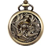 ManChDa - Reloj de Bolsillo Antiguo mecánico con Cadena para Hombres y Mujeres y Estuche