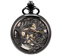 ManChDa - Reloj de Bolsillo Antiguo mecánico con Cadena para Hombres y Mujeres y Estuche