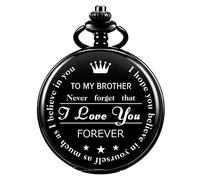 ManChDa Reloj De Bolsillo Grabado Personalizado Brother Gift, Relojes De Bolsillo Vintage con Cadena para Hombres, Regalo De Cumpleaños, Bonitos Regalos para La Familia