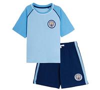 MANCHESTER CITY Conjunto de pijama corto para niños del FC Premiership Football Club, pantalones cortos + camiseta, azul, 11-12 Years