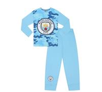 MANCHESTER CITY Conjunto de pijama largo de camuflaje para niños del Football Club, azul, 12-13 años