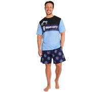Manchester City F.C. Conjunto de pijama corto para hombre, ropa de descanso de algodón, regalo de ciudad, Azul / Azul Marino, M