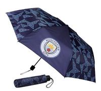 MANCHESTER CITY F.C. - Paraguas plegable compacto para hombres, adolescentes, niños, manual, resistente al viento, para viajes, viajes, equipo de aficionados, regalos de fútbol