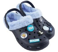 MANCHESTER CITY F.C. Zuecos de invierno para hombre, forro polar y dijes extraíbles, zapatos de jardín para adolescentes, correa deslizante, regalos para hombres, Blue, 42 2/3 EU