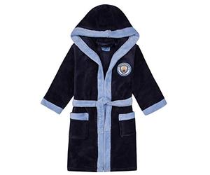 Manchester City FC - Batín Oficial con Capucha - para niño - Forro Polar - Azul Marino - 11-12 años