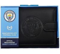 HOMBRE Cartera de Cuero Real RFID Anti Fraude Dinero Id Card Debossed Crest Caja