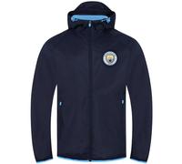 Manchester City FC - Chaqueta Cortavientos Oficial - para Hombre - Impermeable - Azul Marino - Capucha - S