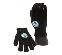 Manchester City FC Football Club Crest Badge Black Knitted Gloves Official