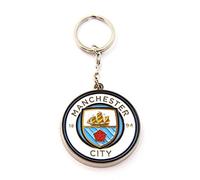 Manchester City FC Llavero de metal oficial con escudo de fútbol/fútbol (talla única) (blanco/azul)