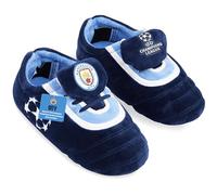 MANCHESTER CITY FC - Pantuflas de fútbol 3D para niños pequeños y niños, talla 10-6, pantuflas antideslizantes de invierno de la Liga de Campeones, regalo para niños, Navy, 28/29 EU
