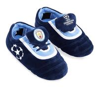 MANCHESTER CITY FC - Pantuflas de fútbol 3D para niños pequeños y niños, talla 10-6, pantuflas antideslizantes de invierno de la Liga de Campeones, regalo para niños, Navy, 36/37 EU