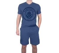 Manchester City FC - Pijama Corto para Hombre - Producto Oficial - Azul Jaspeado - S