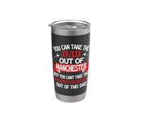 Manchester Dad Cant Take Him Out Of Manchester Padre Gift Vaso térmico de acero inoxidable de doble pared