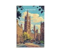 Manchester England - Lienzo decorativo para pared, diseño de ciudad de viaje, para sala de estar, dormitorio, baño, oficina, decoración del hogar, 40 x 60 cm
