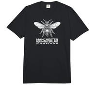 Manchester North England Bee Coordenadas Geográficas Blanco Comfort Colors Adult Heavyweight T-Shirt