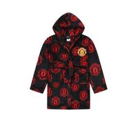 Manchester United Albornoz oficial del F.C. de forro polar con capucha para hombre, Negro, XL