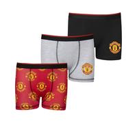 Manchester United F.C. - Calzoncillos tipo bóxer para niños, paquete de 3 unidades, regalos para hombre, ropa interior, color rojo, rosso, 7-8 Years