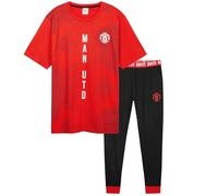 Manchester United F.C. - Conjunto de pijama para hombre, ropa de descanso de algodón - Man United Gifts, Rojo/Negro, XL